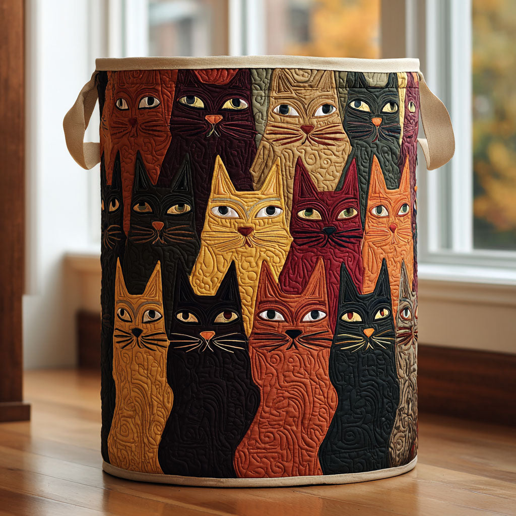 Feline Friends Quilted Laundry Basket NCU0DDK2487