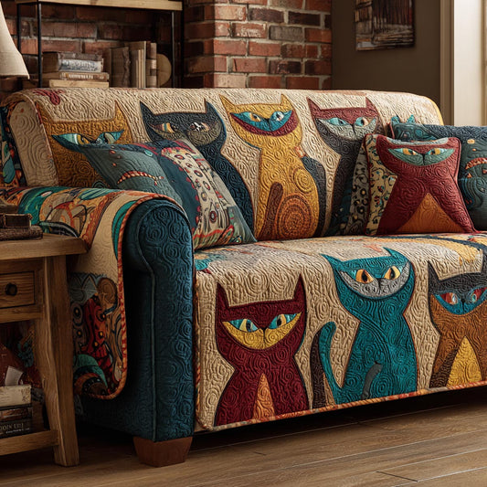 Feline Friends Quilted Sofa Cover NCU0DV1875