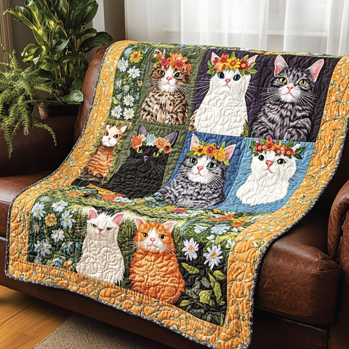 Feline Garden Quilted Blanket NCU0TL1164