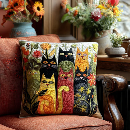 Feline Garden Quilted Pillow Case NCU0PTT2179