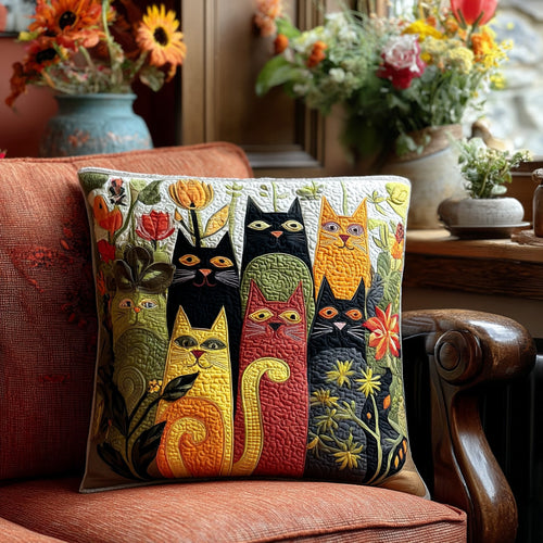 Feline Garden Quilted Pillow Case NCU0PTT2179