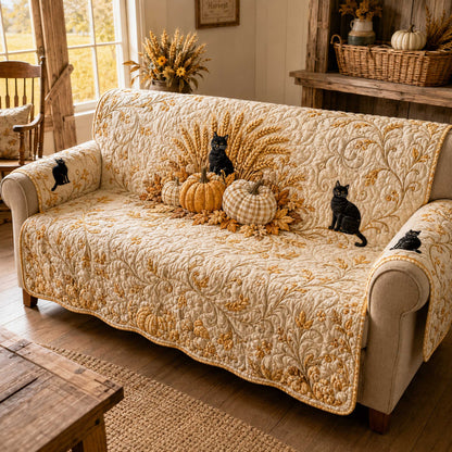 Feline Harvest Quilted Sofa Cover NCU0NTD2124