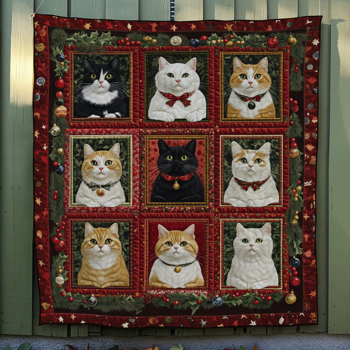 Feline Holiday Spirit Quilted Blanket NCU0TL1695