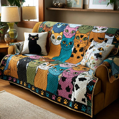 Feline Moments Quilted Sofa Cover NCU0NNT2854