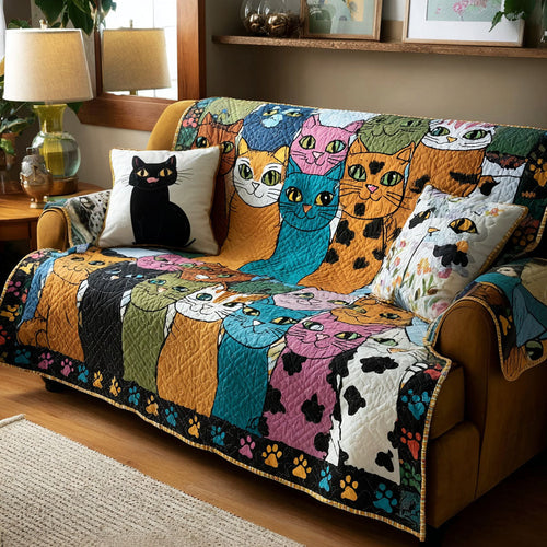 Feline Moments Quilted Sofa Cover NCU0NNT2854