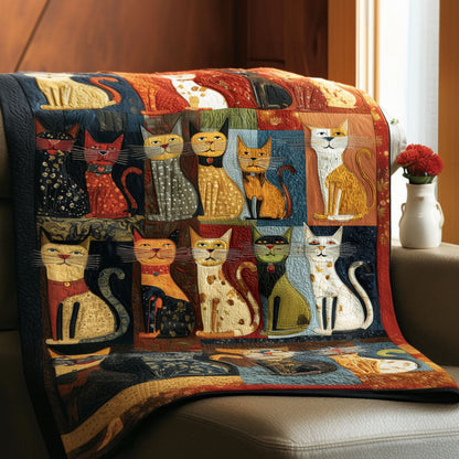 Feline Mosaic Charm Quilted Blanket NCU0PTT2974