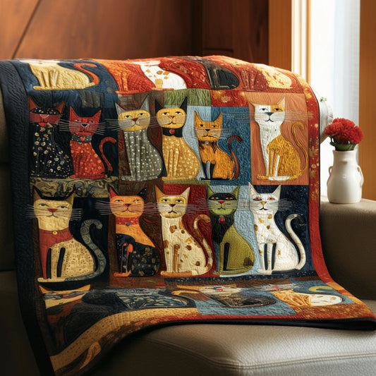 Feline Mosaic Charm Quilted Blanket NCU0PTT2974
