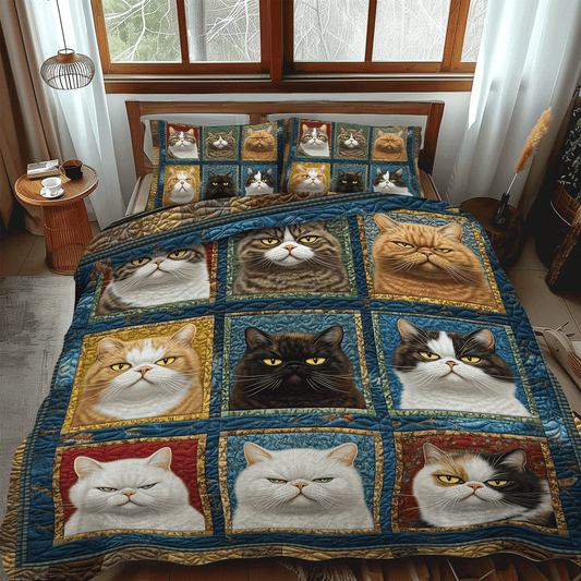 Feline and Fiction 3-Piece Quilted Bedding Set NCU0TL1076