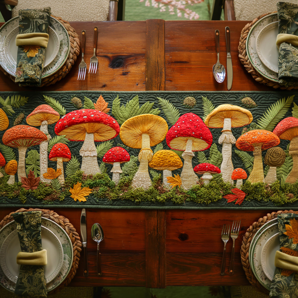 Fern Mushroom Quilted Table Runner NCU0HNH604