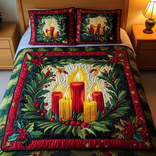 Festive Candles 3-Piece Quilted Bedding Set NCU0NNT043