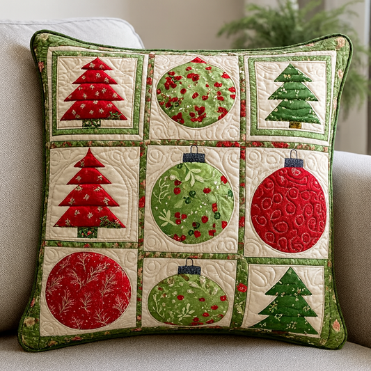 Festive Ornaments Quilted Pillow Case NCU0NNT1720