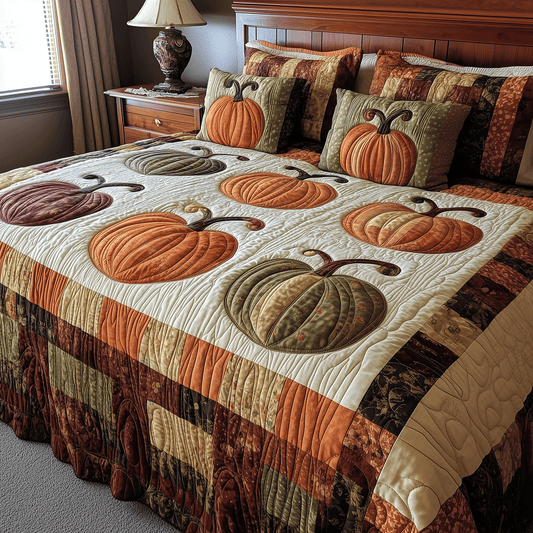Festive Pumpkin 3-Piece Quilted Bedding Set NCU0TH1963