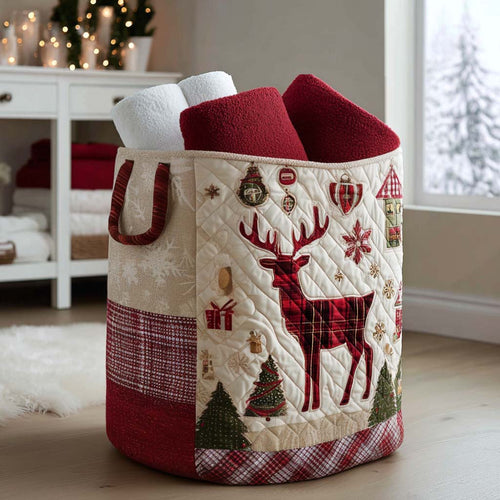 Festive Antlers Quilted Laundry Basket NCU0PTT1530