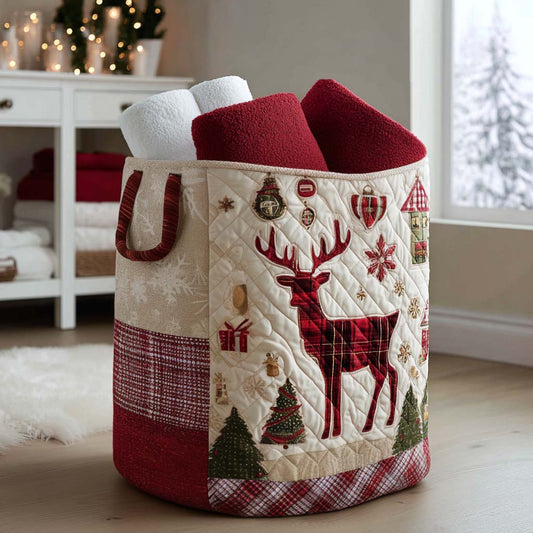 Festive Antlers Quilted Laundry Basket NCU0PTT1530
