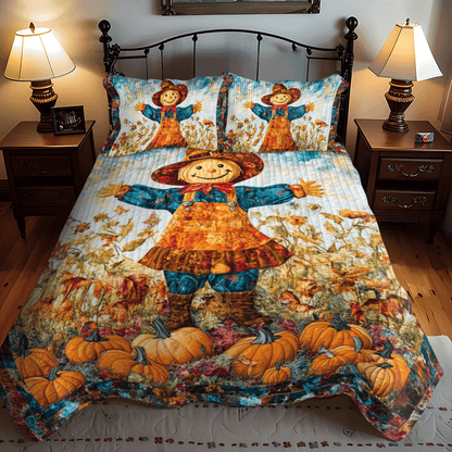 Festive Atmosphere Scarecrow 3-Piece Quilted Bedding Set NCU0PD708