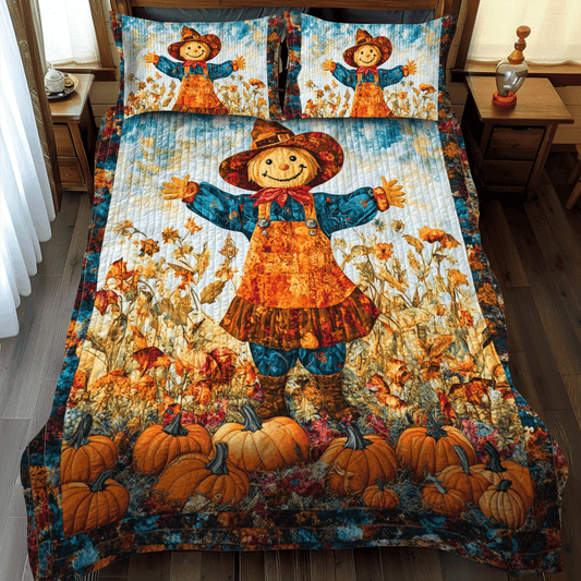 Festive Atmosphere Scarecrow 3-Piece Quilted Bedding Set NCU0PD708
