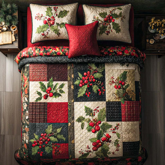 Festive Berries 3-Piece Quilted bedding Set NCU0NNT1696