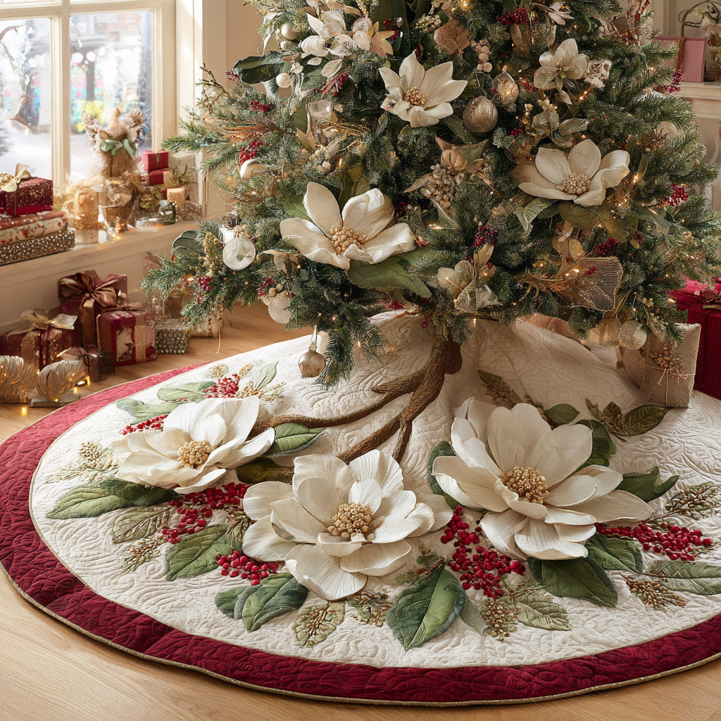 Festive Bloom Christmas Quilted Tree Skirt NCU0DV1385