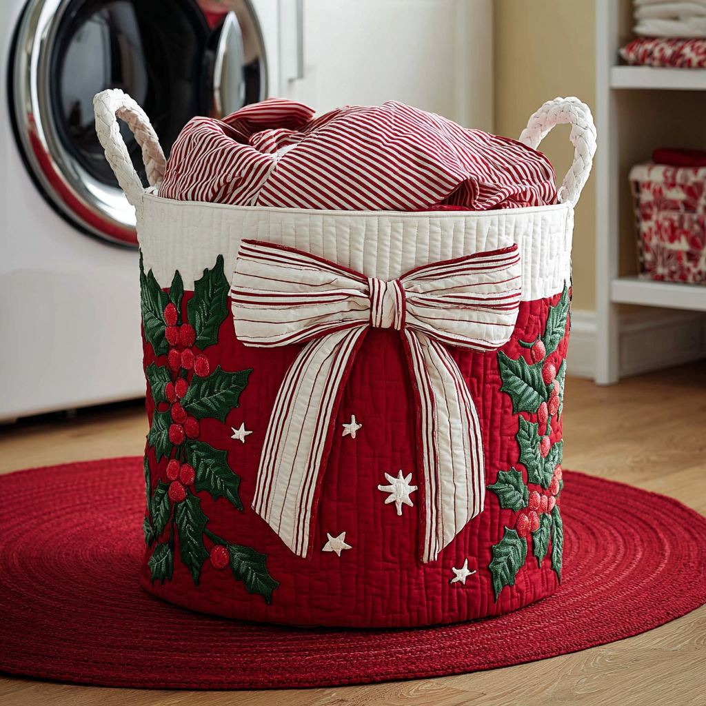 Festive Bloom Quilted Laundry Basket NCU0DDK1975