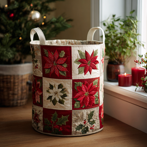 Festive Blossom Quilted Laundry Basket NCU0DDK1269