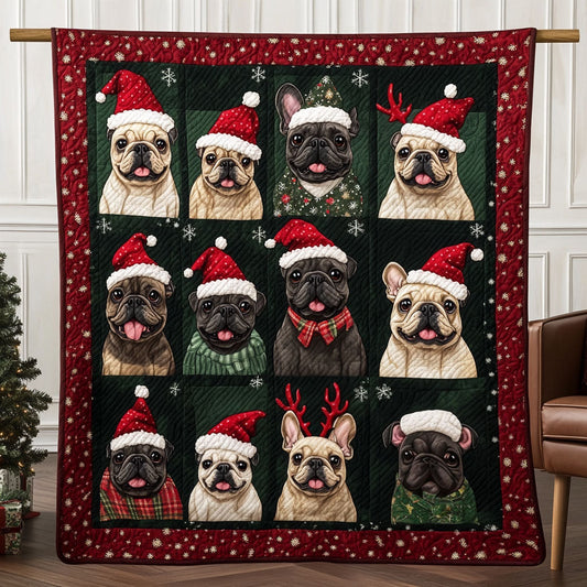 Festive Bulldog Charm Quilted Blanket NCU0PT2053