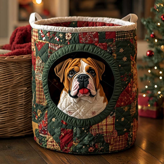 Festive Bulldog Quilted Laundry Basket NCU0NXD169