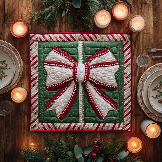 Festive Candy Bow Quilted Table Topper NCU0NXD163
