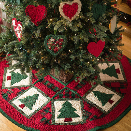 Festive Checks Christmas Quilted Tree Skirt NCU0NTD1142