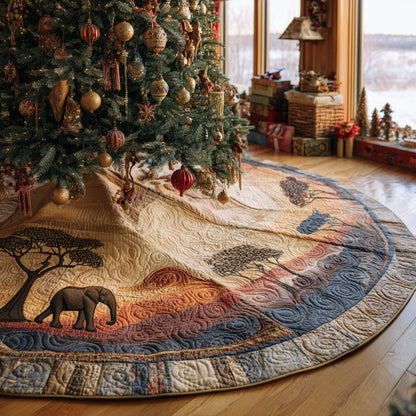 Festive Elephant Christmas Quilted Tree Skirt NCU0DV1435