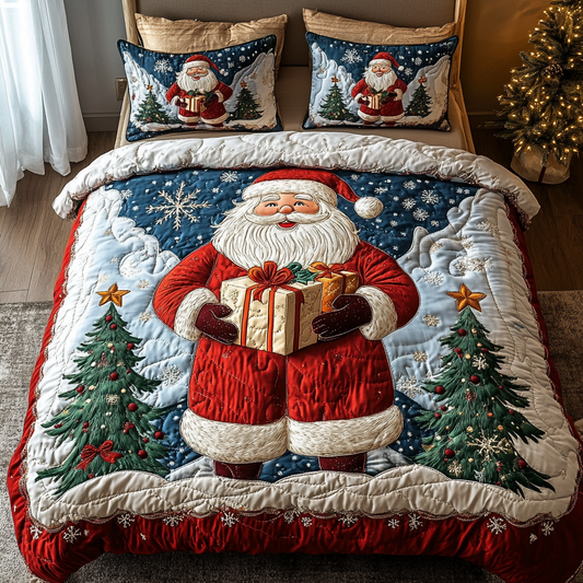Festive Father Christmas 3-Piece Quilted Bedding Set NCU0DDK080