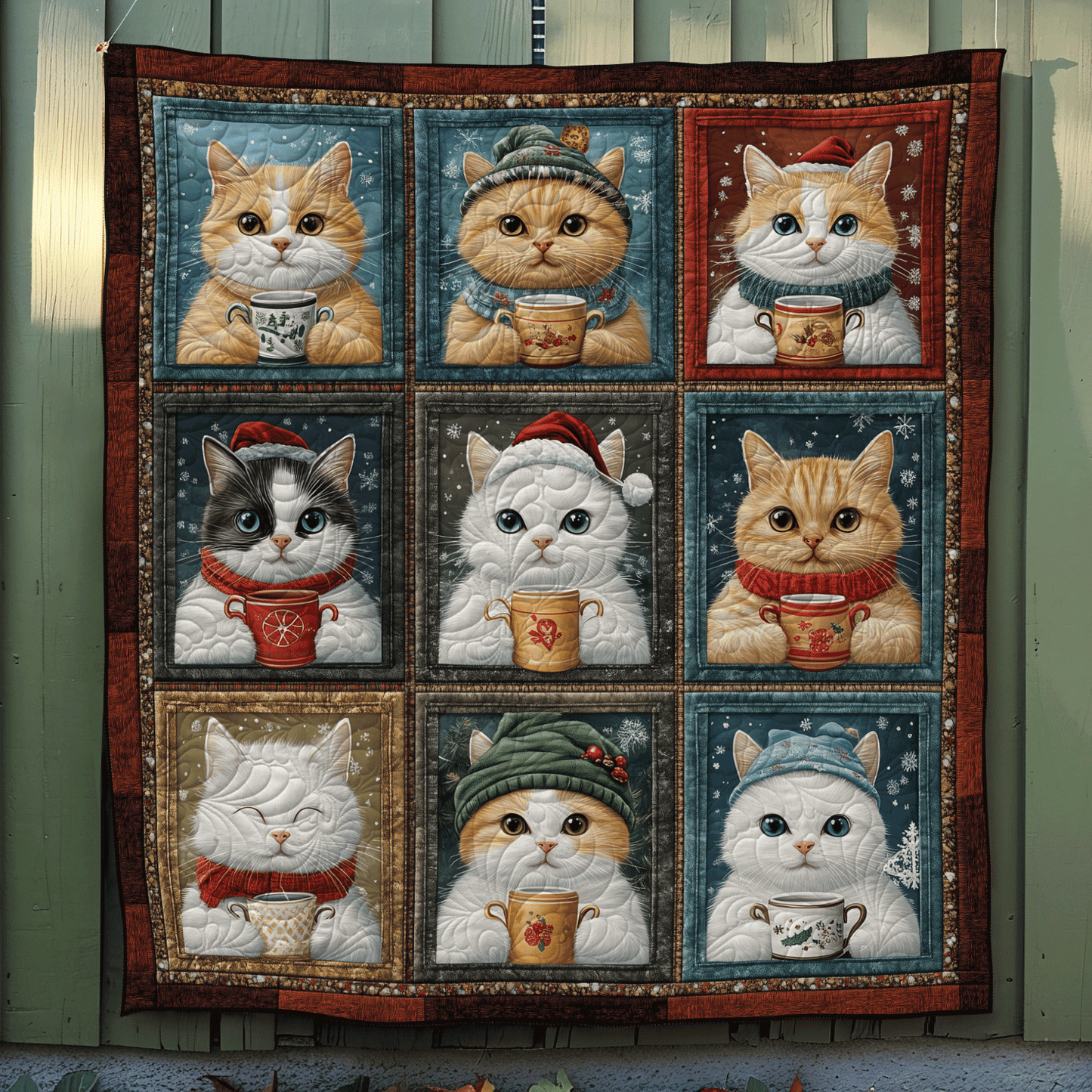 Festive Feline Cheer Quilted Blanket NCU0TL1261