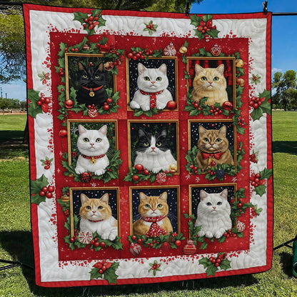 Festive Feline Cheer Quilted Blanket NCU0TL1682