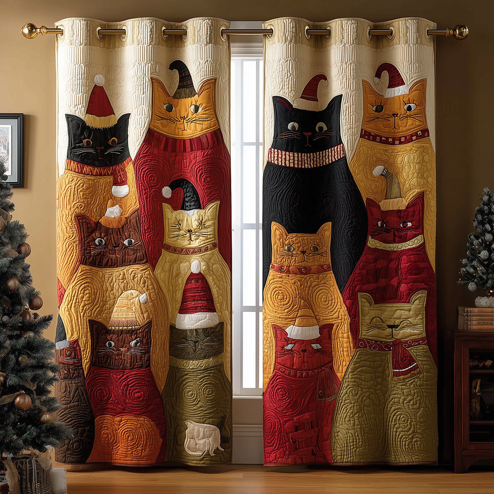Festive Feline Family Quilted Curtains NCU0TH3811