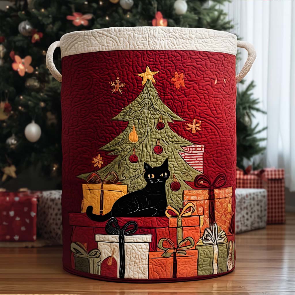 Festive Feline Tales Quilted Laundry Basket NCU0PTT1500