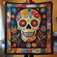 Festive Floral Skull Quilted Blanket NCU0TL1936