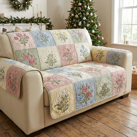Festive Flower Quilted Sofa Cover NCU0HNH908