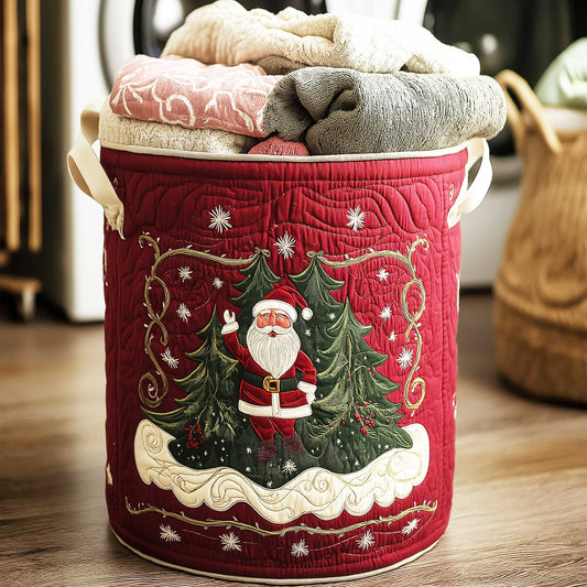 Festive Forest Santa Quilted Laundry Basket NCU0HTT022