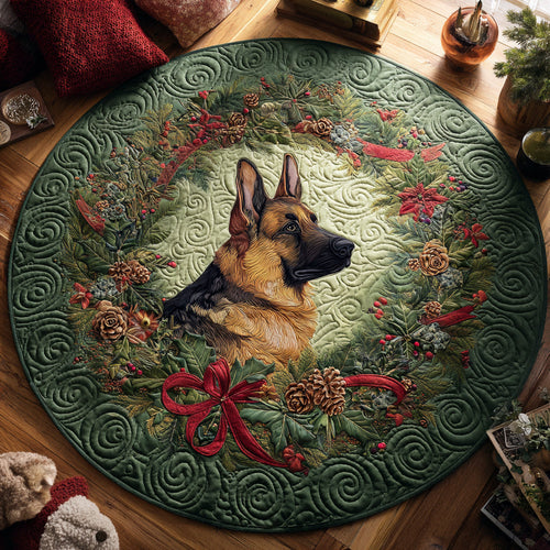 Festive German Shepherd Magic Quilted Round Mat NCU0DV1114