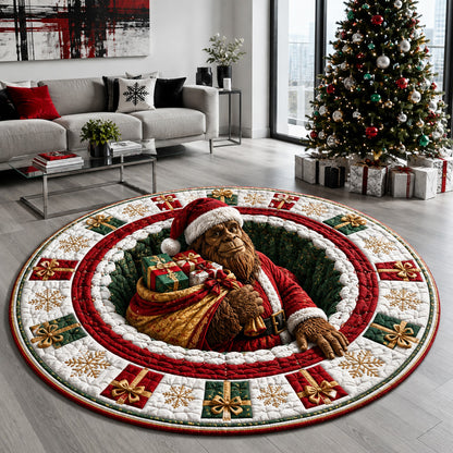 Festive Giftbox Bigfoot Quilted Round Mat NCU0HNH1260
