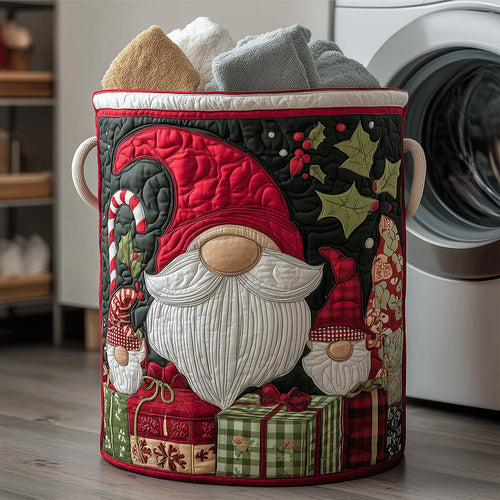 Festive Gnome Quilted Laundry Basket NCU0TH3142