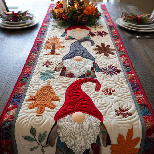 Festive Gnome Quilted Table Runner NCU0DDK1323
