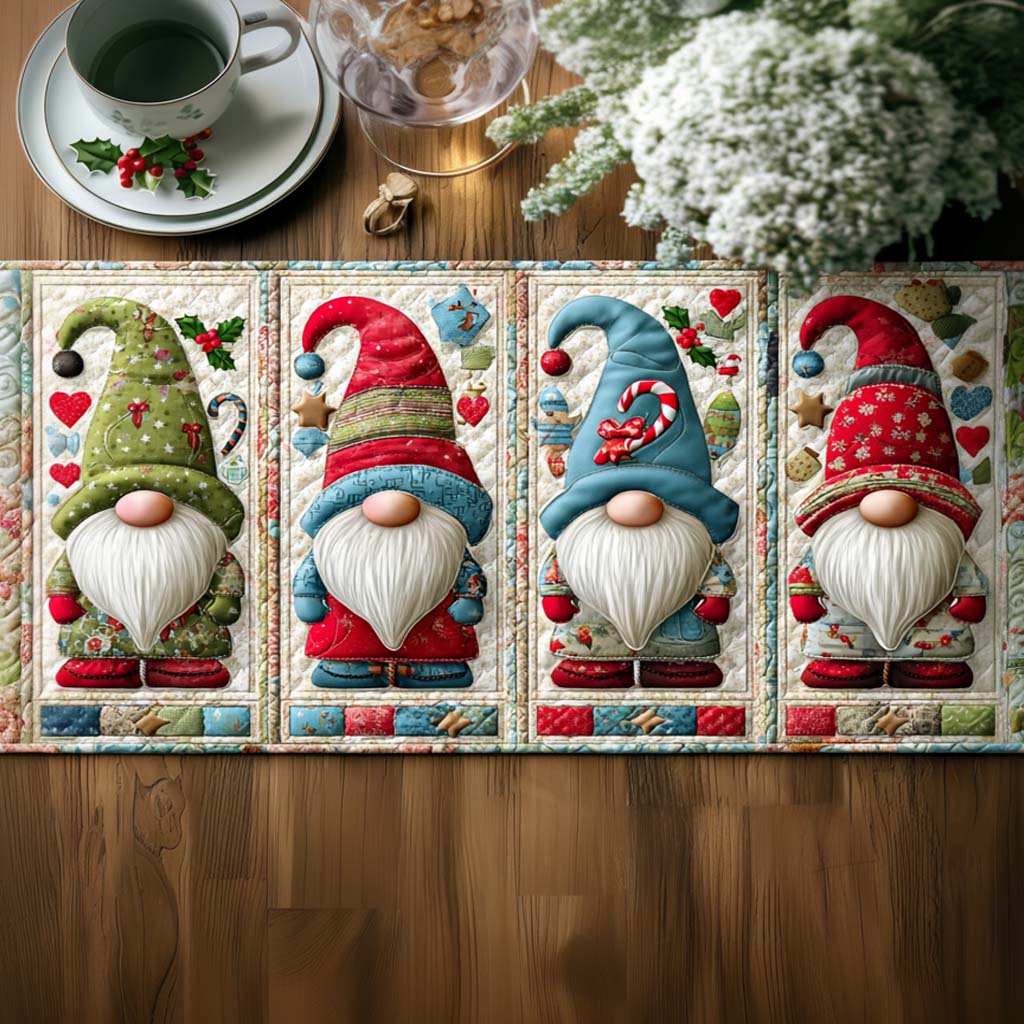 Festive Gnomes Quilted Table Runner NCU0NNT1782