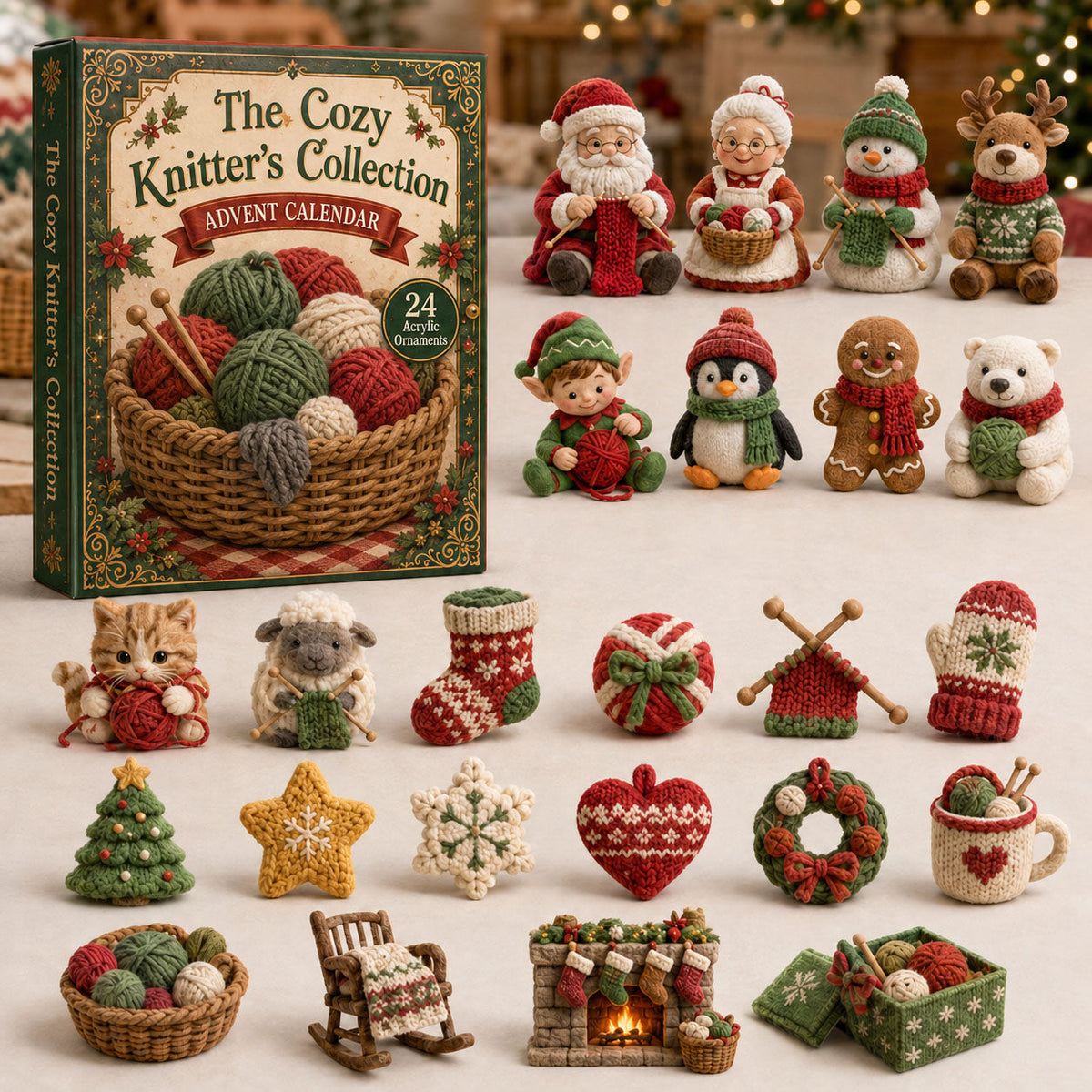 CHRISTMAS KICKOFF 40% OFF - Festive Knits Advent Calendar 2026 - 24-Day Festive Countdown, Acrylic Charms Blind Box - Gift For Knitting Lovers