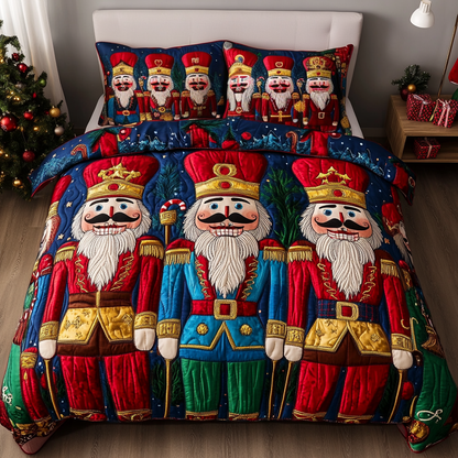 Festive Nutcracker 3-Piece Quilted Bedding Set NCU0DDK029