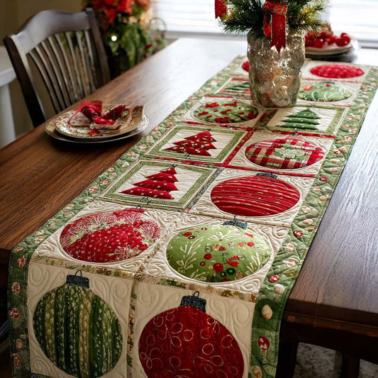 Festive Ornaments Quilted Table Runner NCU0NNT1720