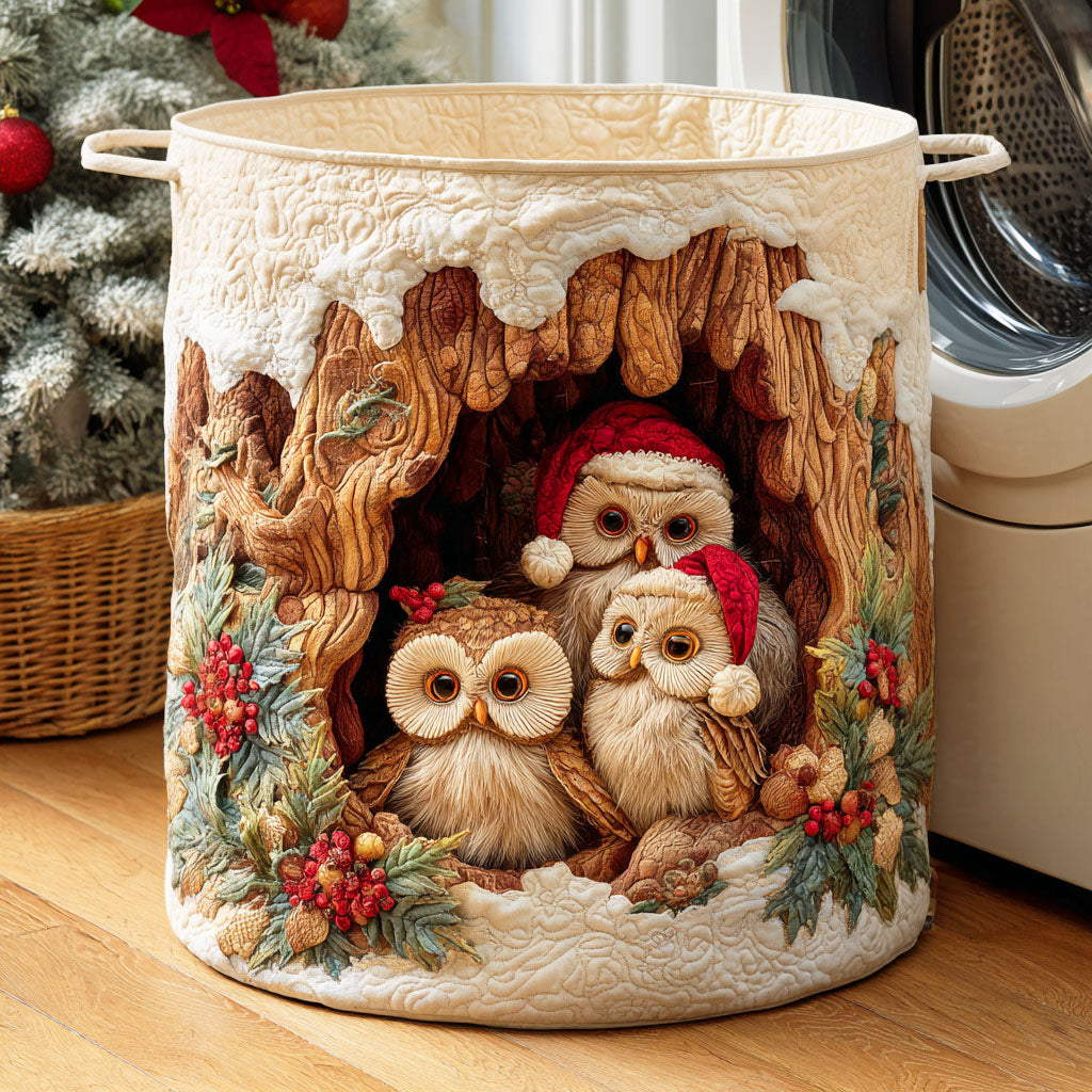 Festive Owl Quilted Laundry Basket NCU0NTD362