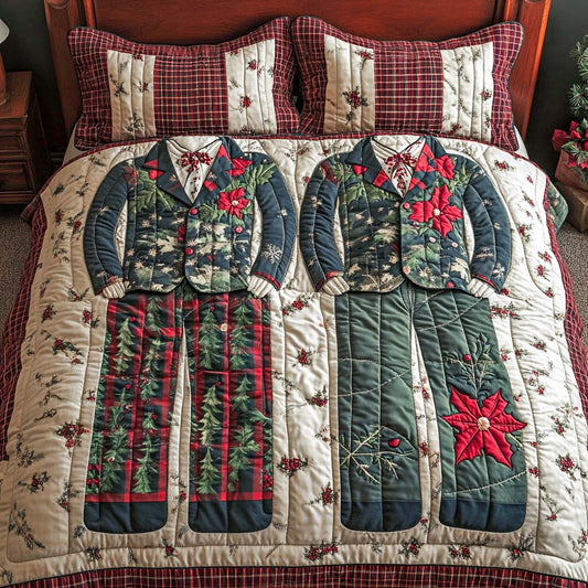Festive Pajamas 3-Piece Quilted Bedding Set NCU0NXD269