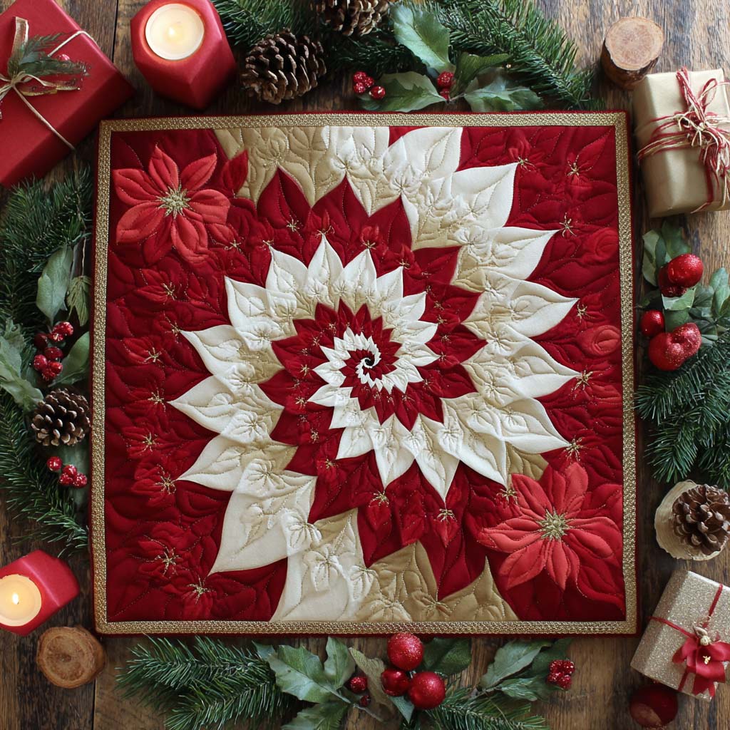 Frosty Peppermint Sparkle Quilted Table Topper NCU0NXD204