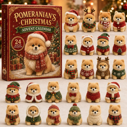 CHRISTMAS KICKOFF 40% OFF - Festive Pomeranian Advent Calendar 2026 - 24-Day Festive Countdown, Acrylic Charms Blind Box - Gift For Dog Lovers AC0TM006