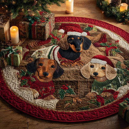 Festive Pup Quilted Round Mat NCU0DV1251